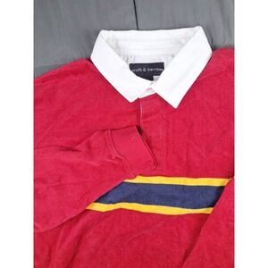 Croft And Barrow Shirt Mens Large Red Long Sleeve Rugby Polo Golf Sports Preppy